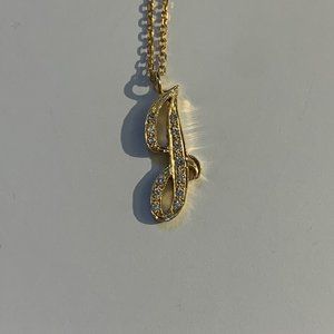 14K Yellow Gold and Diamond "J" Script Pendant Necklace